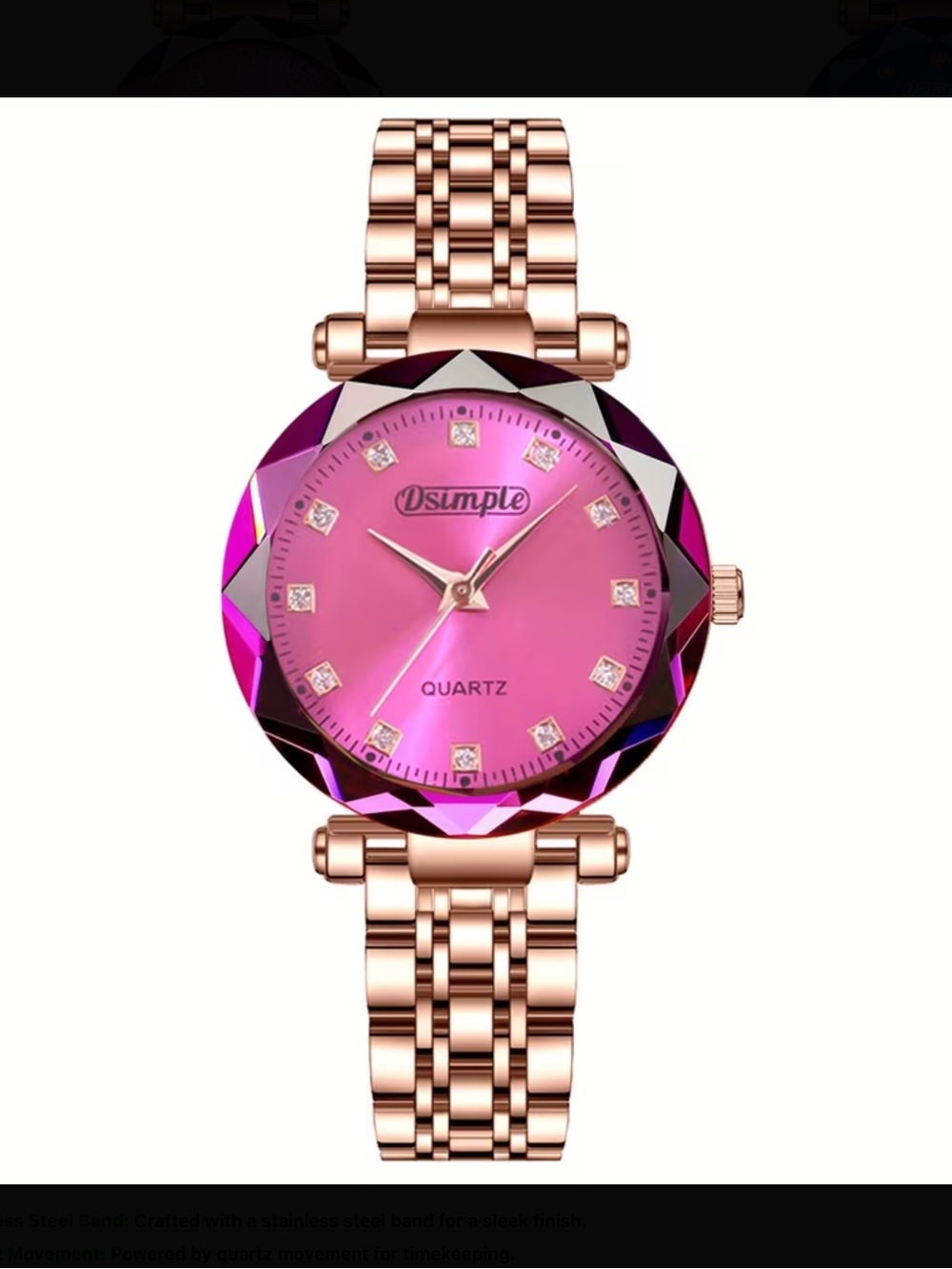 Oulm Rose Gold Bracelet Watch with Pink Quartz Dial